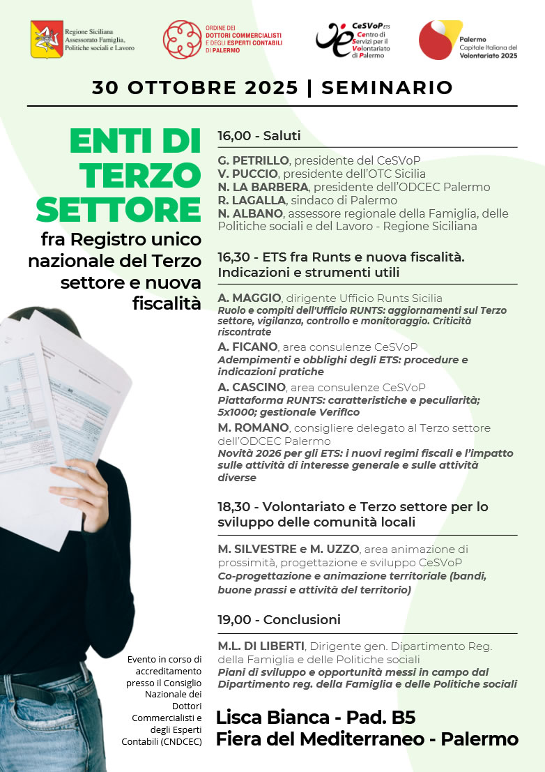 Locandina evento Enti di terzo settore
